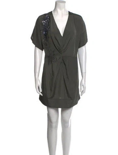 Pre-owned Pierre Cardin V-neck Mini Dress In Neutral
