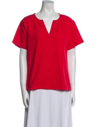 Pre-owned Pierre Cardin V-neck Short Sleeve T-shirt In Red