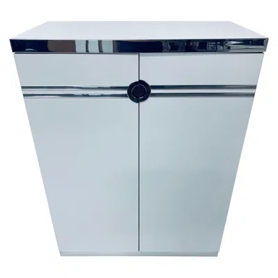 Pre-owned Pierre Cardin White Veneer And Chrome Highboy Dresser For Dillingham