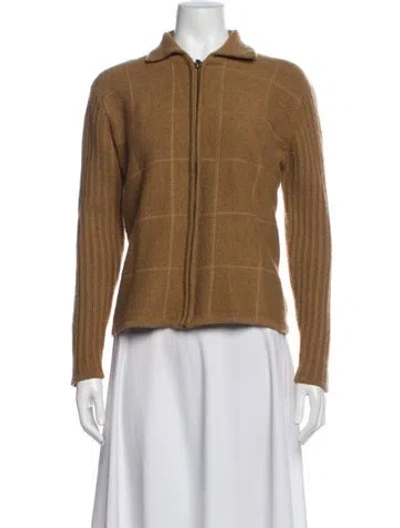 Pre-owned Pierre Cardin Wool Plaid Print Jacket In Neutrals