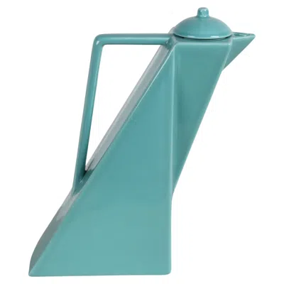 Pre-owned Pierre Casenove 80s Post Modern  For Studio Salins Art Deco Style Teal Coffee Pot In Green