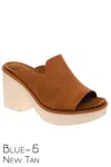 Pierre Dumas Blue 5 Microsuede Open-toe Mule Platform In New Tan In Multi