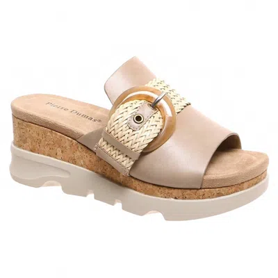 Pierre Dumas Hit-9 Wedge Slide Sandal With Buckle In Nude Combo