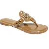 PIERRE DUMAS WOMEN'S MEDALLION SANDALS IN MOCHA PATENT