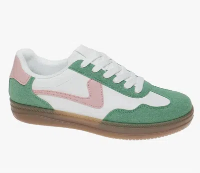 Pierre Dumas Women's Outwoods Giana Sneakers In Emerald Green & Pink In Multi