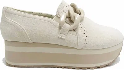 Pierre Dumas Women's Paloma Platform Loafer Sneakers In Ivory Suede In Animal Print