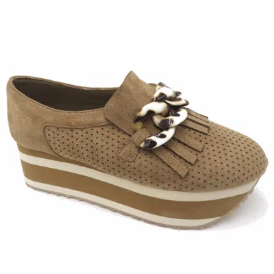 Pierre Dumas Women's Platform Palomas Loafer With Buckle In Taupe In Grey