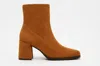 Pierre Dumas Women's Suede Western Chic Block Heel Ankle Booties In Caramel In Brown