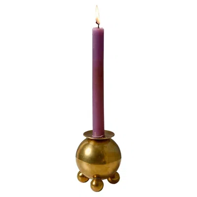 Pre-owned Pierre Forsell 1960s  Round Brass Candleholder For Skultuna In Brown