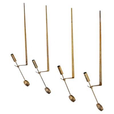Pre-owned Pierre Forssell Set Of Four Brass Wall Candle Holders Mod. 607 By  For Skultuna In Brown