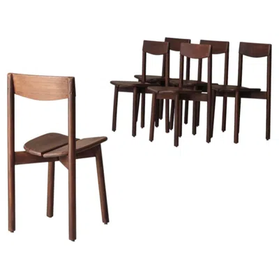 Pre-owned Pierre Gautier-delaye A Rare And Highly Sculptural Set Dining Chairs By , 1960s In Brown