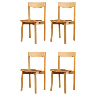 Pre-owned Pierre Gautier-delaye “coffee Bean” Dining Chairs In Stained Beechwood, France In Brown