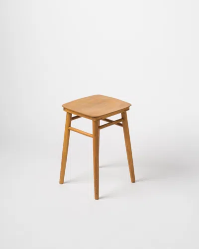 Pre-owned Pierre Gautier-delaye Minimalist Beech Wood Stool, France, 1960's In Brown