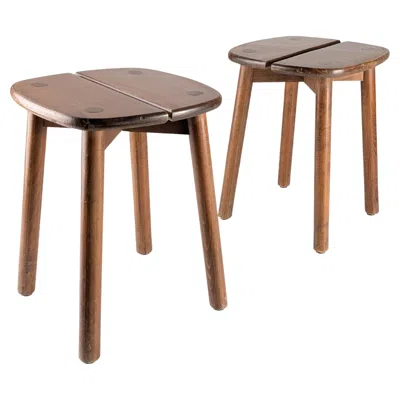 Pre-owned Pierre Gautier-delaye Pair Of Wooden Stools By Pierre Gautier Delaye, France, 1960s In Brown