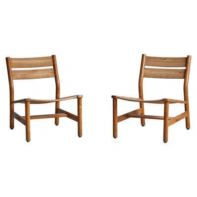Pre-owned Pierre Gautier-delaye Pierre Gautier Delaye, Slipper Chairs, Oak, France, 1950s In Brown