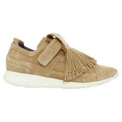 Pre-owned Pierre Hardy Beige Suede Leather Fringe Detail Loafer Sneakers Eu43 In Brown