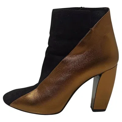 Pre-owned Pierre Hardy Bicolor Ankle Boots Size 38 1/2 In Black