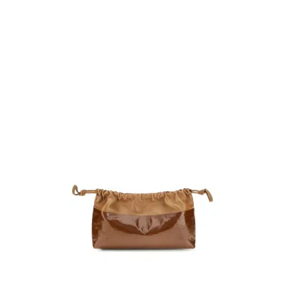 Pierre Hardy Bicolor Calf Leather Bos Taurus Clutch Bag In Brown