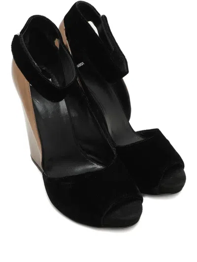 Pre-owned Pierre Hardy Block-heel Leather-panel Pumps In Black