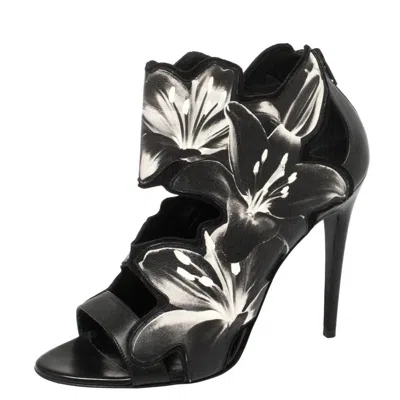 Pierre Hardy Black Lily Print Leather Booties