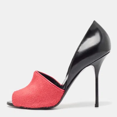 Pierre Hardy Black/pink Calf Hair Leather And Calf Hair Open Toe Pumps