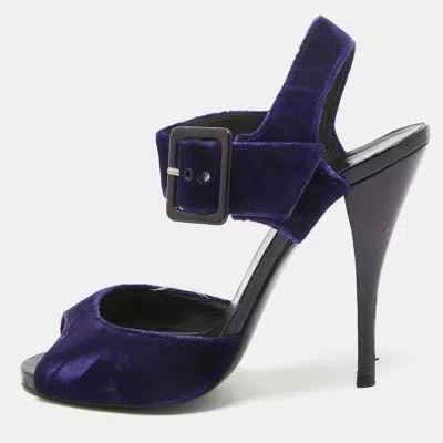 Pierre Hardy Blue Velvet Ankle Strap Sandals In Purple