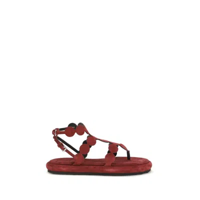 Pierre Hardy Brown Calf Leather Bos Taurus Platform Sandals In Red