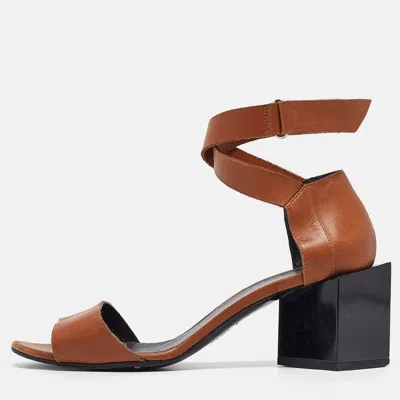 Pierre Hardy Brown Leather Ankle Wrap Sandals