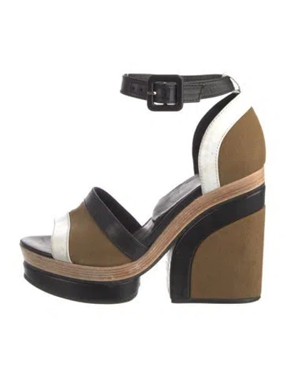 Pre-owned Pierre Hardy Canvas Colorblock Pattern Sandals In Brown