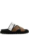 Pierre Hardy Multicolor Leather Cross Rider Slippers In Brown