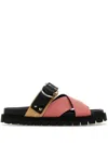 Pierre Hardy Multicolor Leather Cross Rider Slippers In Pink