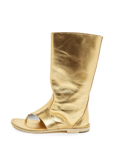 Pre-owned Pierre Hardy Cut-out Thong Ankle Sandals In Gold