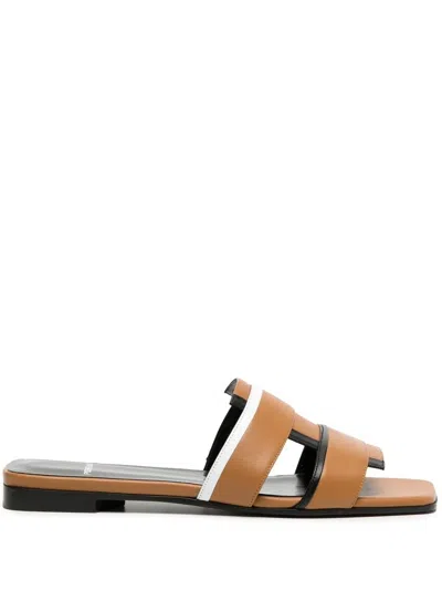 Pierre Hardy Double-strap Leather Sandals In Brown