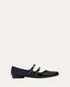 Pierre Hardy Duo Mary Jane Leather Ballerina Flats In Black