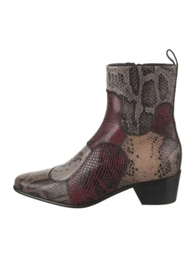 Pre-owned Pierre Hardy Leather Animal Print Boots W/ Tags In Neutrals