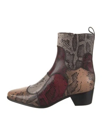 Pre-owned Pierre Hardy Leather Animal Print Boots W/ Tags In Neutrals