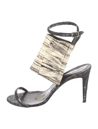 Pre-owned Pierre Hardy Leather Animal Print Gladiator Sandals In Black