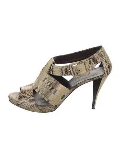 Pre-owned Pierre Hardy Leather Animal Print Mules In Neutral
