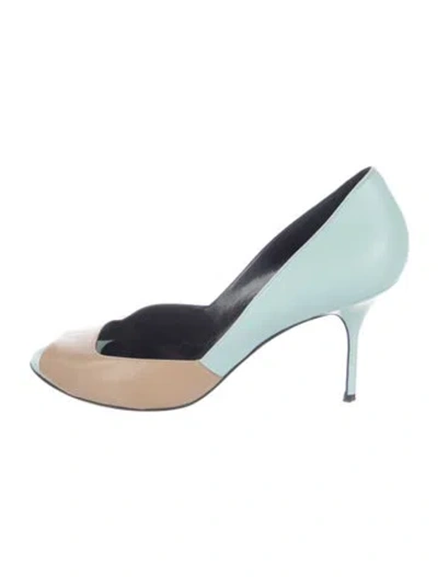 Pre-owned Pierre Hardy Leather Colorblock Pattern In Blue/neutrals