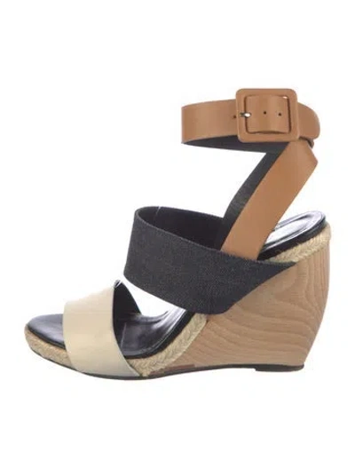 Pre-owned Pierre Hardy Leather Colorblock Pattern Espadrilles In Black