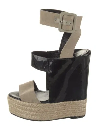 Pre-owned Pierre Hardy Leather Colorblock Pattern Espadrilles In Black