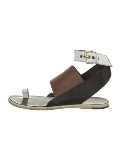 Pre-owned Pierre Hardy Leather Colorblock Pattern Espadrilles In Brown