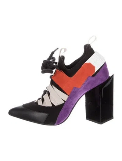 Pre-owned Pierre Hardy Leather Colorblock Pattern Lace-up Boots In Black