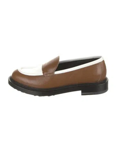 Pre-owned Pierre Hardy Leather Colorblock Pattern Loafers In Brown/white