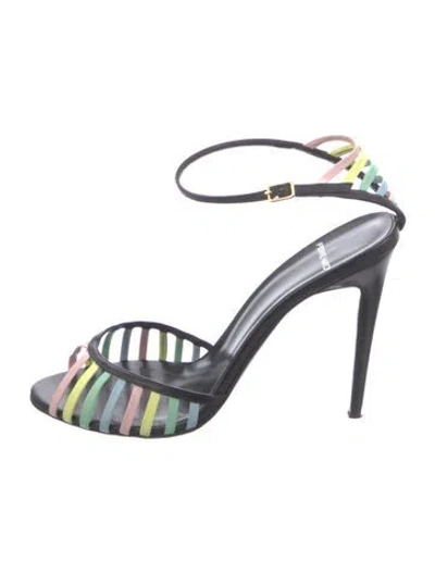 Pre-owned Pierre Hardy Leather Colorblock Pattern Sandals In Black