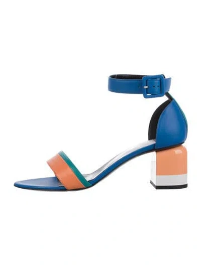 Pre-owned Pierre Hardy Leather Colorblock Pattern Sandals In Black/blue