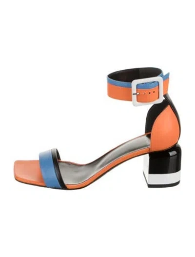 Pre-owned Pierre Hardy Leather Colorblock Pattern Sandals In Orange