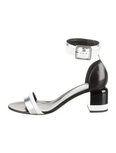 Pre-owned Pierre Hardy Leather Colorblock Pattern Sandals In Silver