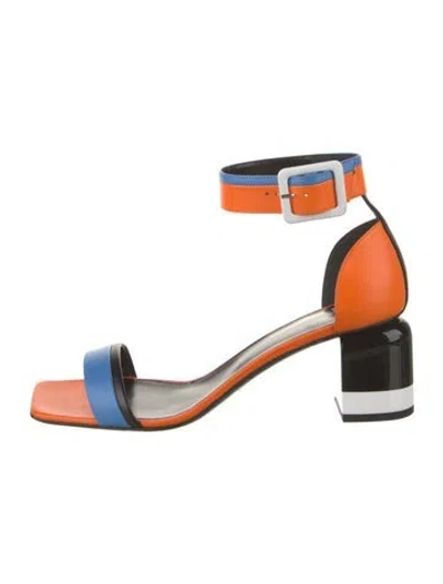 Pre-owned Pierre Hardy Leather Colorblock Pattern Sandals W/ Tags In Orange