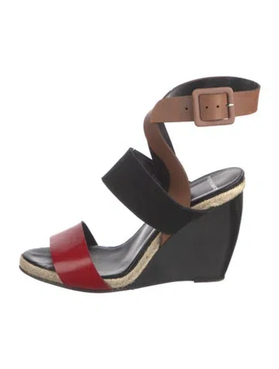 Pre-owned Pierre Hardy Leather Colorblock Pattern Slingback Sandals In Black